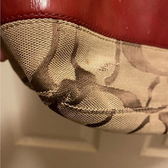 Coach Red and Brown Signature Tote - Picture 3 of 16